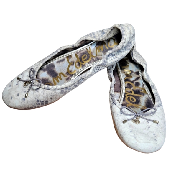 Sam Edelman Felicia Snake Print Leather Flats - Picture 2 of 10